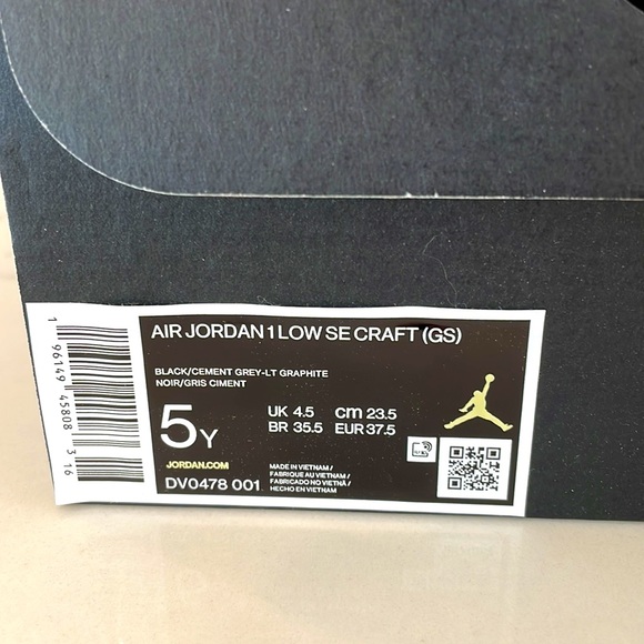 Jordan 1 Low SE Craft GS -black - Picture 6 of 6
